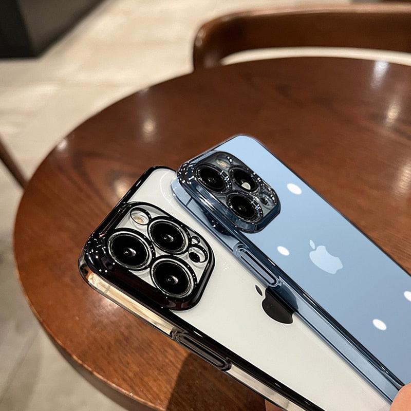 Luxury Square Transparent Case For iPhone  11 Pro Max Mini XR X XS Max 8 7 Plus Silicone Cover Protection Non-Yellowing Shockproof Phone Case for iPhone Elegant Transaprent Design For Iphone Stevvex