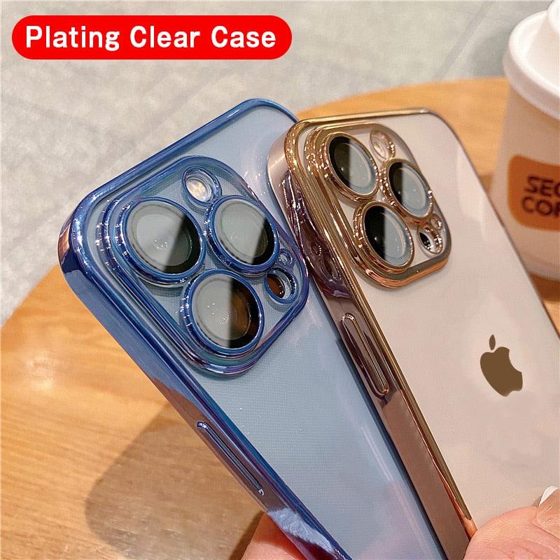 Luxury Square Transparent Case For iPhone  11 Pro Max Mini XR X XS Max 8 7 Plus Silicone Cover Protection Non-Yellowing Shockproof Phone Case for iPhone Elegant Transaprent Design For Iphone Stevvex