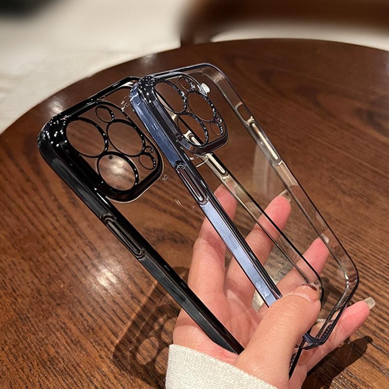 Luxury Square Transparent Case For iPhone  11 Pro Max Mini XR X XS Max 8 7 Plus Silicone Cover Protection Non-Yellowing Shockproof Phone Case for iPhone Elegant Transaprent Design For Iphone Stevvex