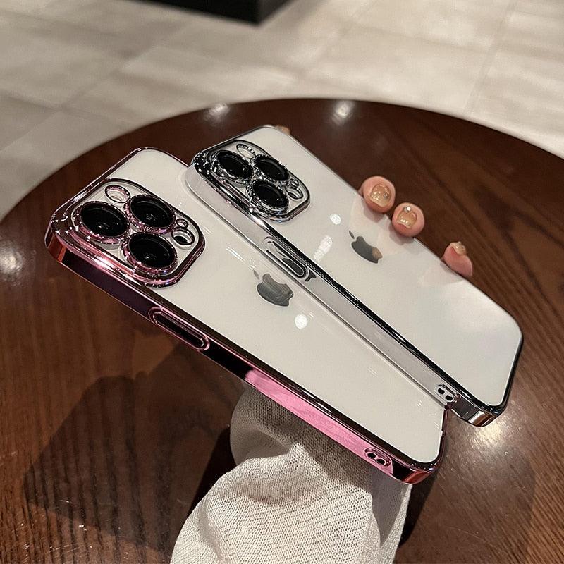 Luxury Square Transparent Case For iPhone  11 Pro Max Mini XR X XS Max 8 7 Plus Silicone Cover Protection Non-Yellowing Shockproof Phone Case for iPhone Elegant Transaprent Design For Iphone Stevvex
