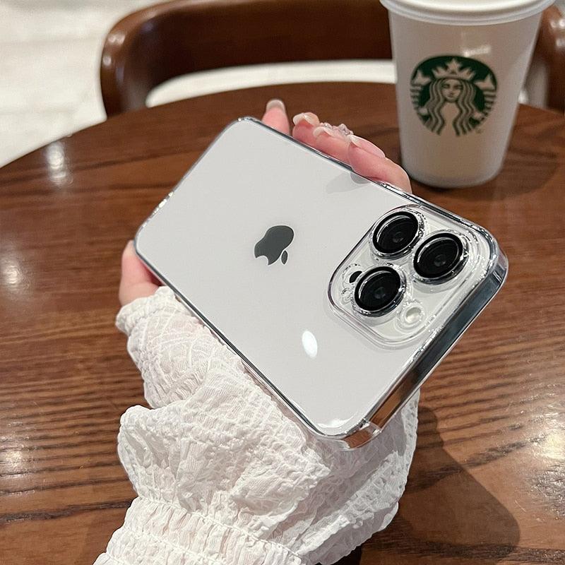 Luxury Square Transparent Case For iPhone  11 Pro Max Mini XR X XS Max 8 7 Plus Silicone Cover Protection Non-Yellowing Shockproof Phone Case for iPhone Elegant Transaprent Design For Iphone Stevvex
