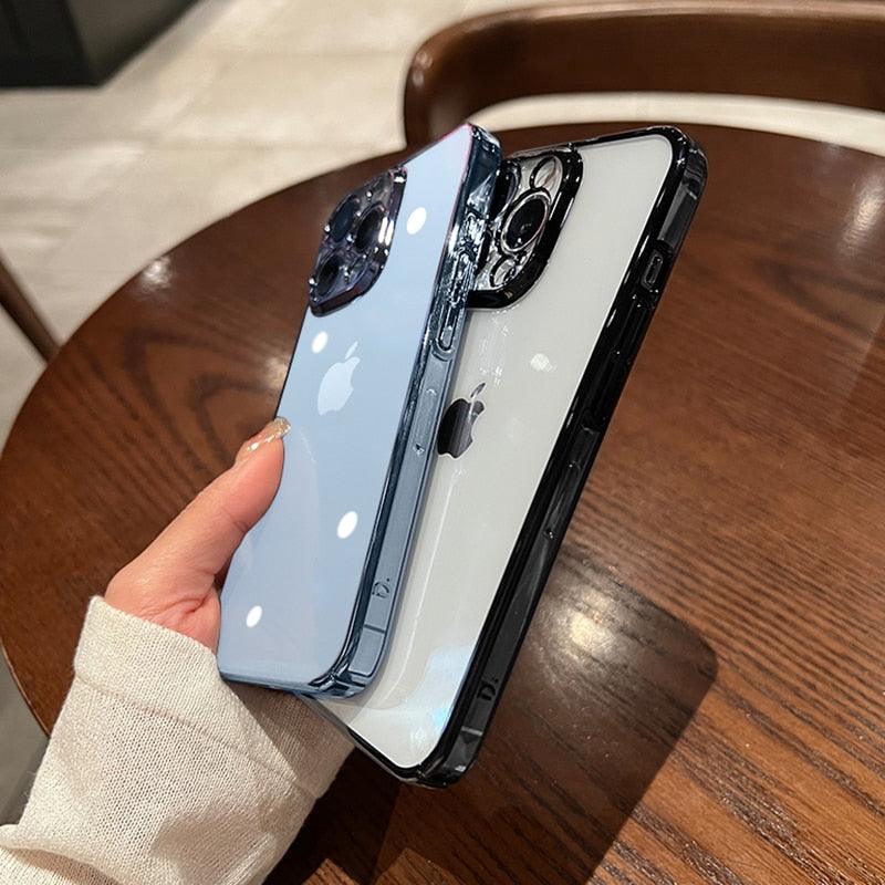 Luxury Square Transparent Case For iPhone  11 Pro Max Mini XR X XS Max 8 7 Plus Silicone Cover Protection Non-Yellowing Shockproof Phone Case for iPhone Elegant Transaprent Design For Iphone Stevvex