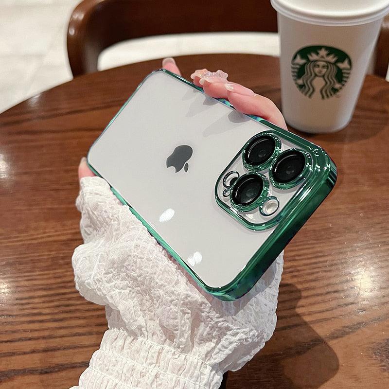 Luxury Square Transparent Case For iPhone  11 Pro Max Mini XR X XS Max 8 7 Plus Silicone Cover Protection Non-Yellowing Shockproof Phone Case for iPhone Elegant Transaprent Design For Iphone Stevvex