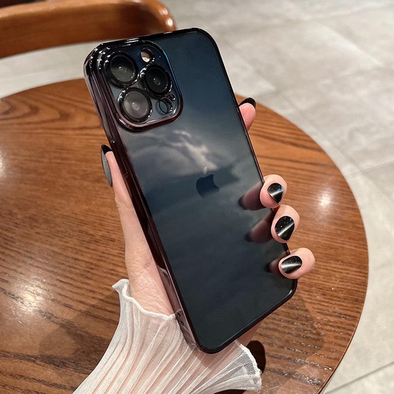 Luxury Square Transparent Case For iPhone  11 Pro Max Mini XR X XS Max 8 7 Plus Silicone Cover Protection Non-Yellowing Shockproof Phone Case for iPhone Elegant Transaprent Design For Iphone Stevvex