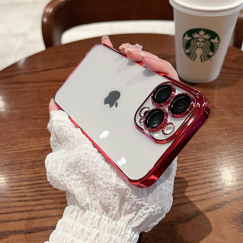 Luxury Square Transparent Case For iPhone  11 Pro Max Mini XR X XS Max 8 7 Plus Silicone Cover Protection Non-Yellowing Shockproof Phone Case for iPhone Elegant Transaprent Design For Iphone Stevvex