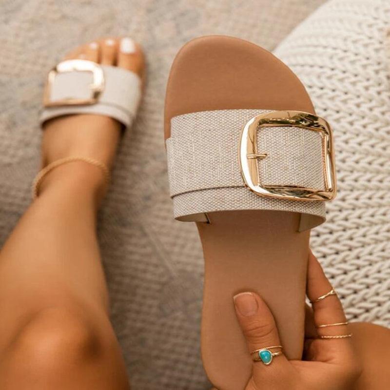 Luxury Summer Leopard Design Women's Slippers Shoes Summer Flat Woman Fashion Buckle Peep Toe Flat Shoes Adjustable Buckle Strap Casual Comfort Footbed Slides Sandals For Indoor And Outdoor Beach Stevvex