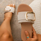 Luxury Summer Leopard Design Women's Slippers Shoes Summer Flat Woman Fashion Buckle Peep Toe Flat Shoes Adjustable Buckle Strap Casual Comfort Footbed Slides Sandals For Indoor And Outdoor Beach Stevvex