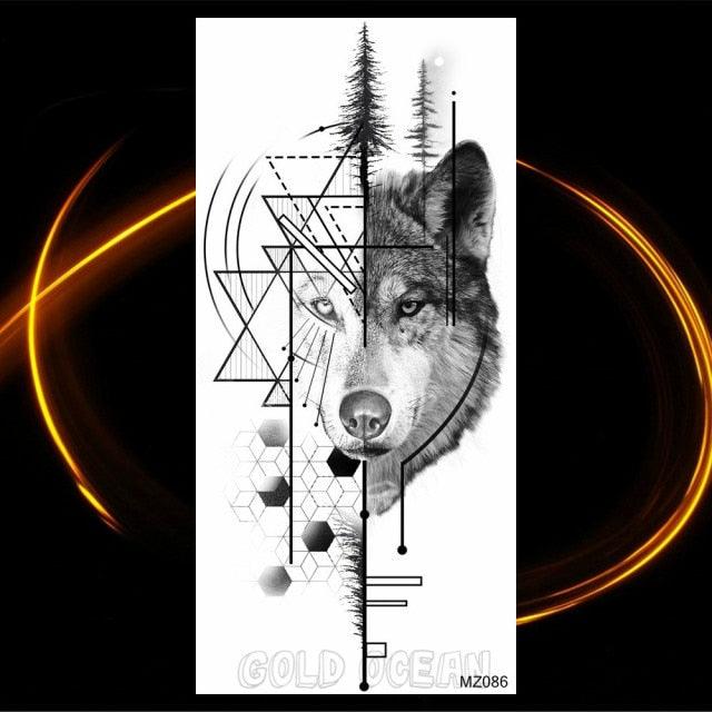 Luxury Tiger Temporary Tattoos Fox Wolf Fake Tattoo Sticker Realistic Black Animal Temporary Tattoo Stickers For Mens Stevvex