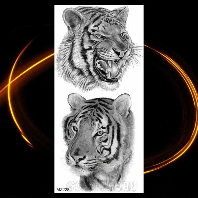 Luxury Tiger Temporary Tattoos Fox Wolf Fake Tattoo Sticker Realistic Black Animal Temporary Tattoo Stickers For Mens Stevvex