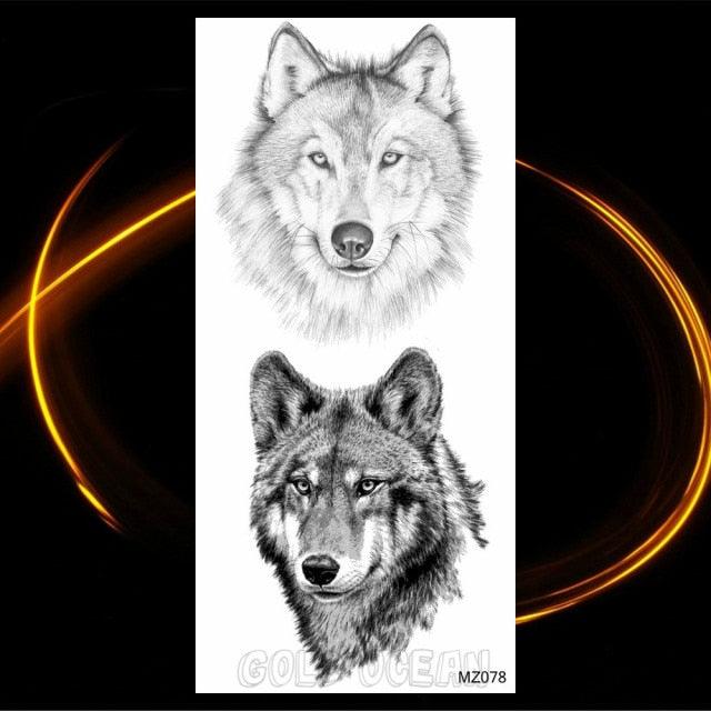 Luxury Tiger Temporary Tattoos Fox Wolf Fake Tattoo Sticker Realistic Black Animal Temporary Tattoo Stickers For Mens Stevvex