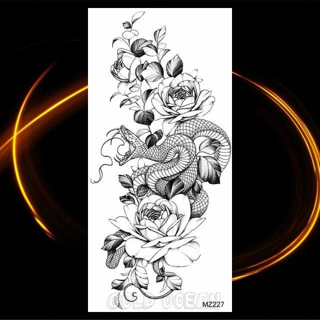 Luxury Tiger Temporary Tattoos Fox Wolf Fake Tattoo Sticker Realistic Black Animal Temporary Tattoo Stickers For Mens Stevvex