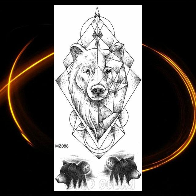 Luxury Tiger Temporary Tattoos Fox Wolf Fake Tattoo Sticker Realistic Black Animal Temporary Tattoo Stickers For Mens Stevvex
