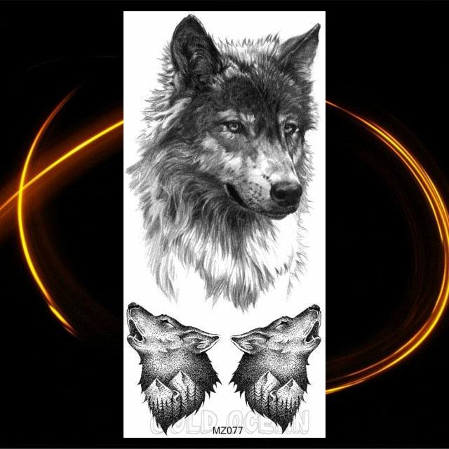 Luxury Tiger Temporary Tattoos Fox Wolf Fake Tattoo Sticker Realistic Black Animal Temporary Tattoo Stickers For Mens Stevvex