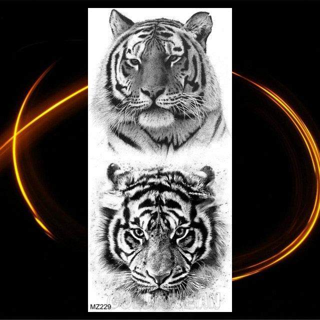 Luxury Tiger Temporary Tattoos Fox Wolf Fake Tattoo Sticker Realistic Black Animal Temporary Tattoo Stickers For Mens Stevvex