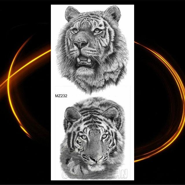 Luxury Tiger Temporary Tattoos Fox Wolf Fake Tattoo Sticker Realistic Black Animal Temporary Tattoo Stickers For Mens Stevvex