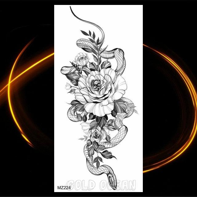 Luxury Tiger Temporary Tattoos Fox Wolf Fake Tattoo Sticker Realistic Black Animal Temporary Tattoo Stickers For Mens Stevvex