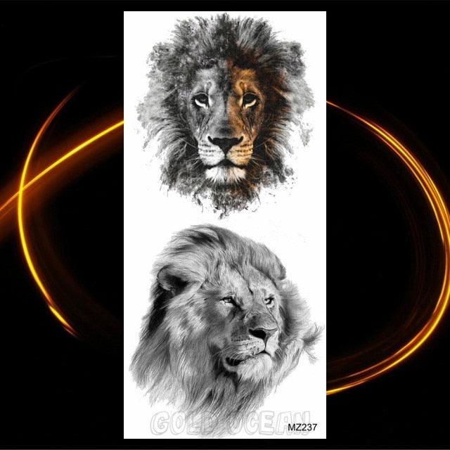 Luxury Tiger Temporary Tattoos Fox Wolf Fake Tattoo Sticker Realistic Black Animal Temporary Tattoo Stickers For Mens Stevvex
