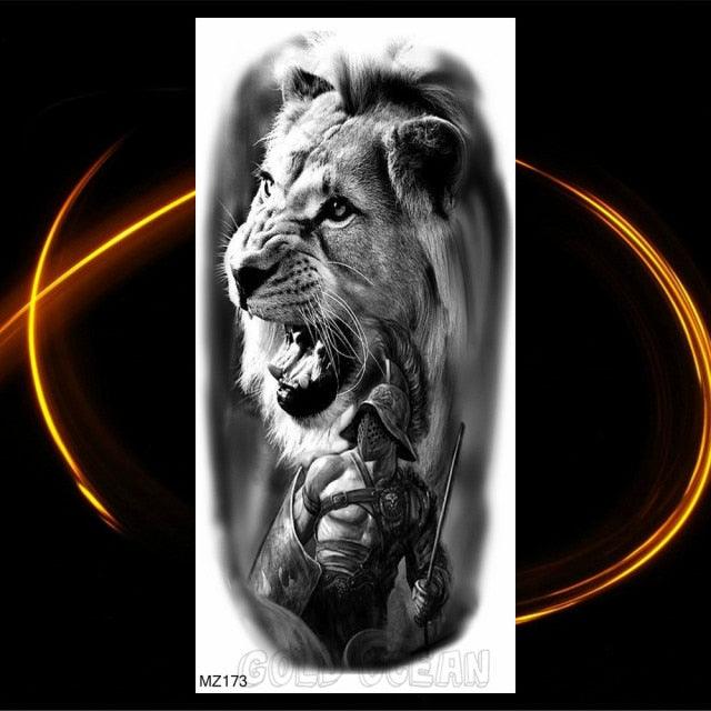 Luxury Tiger Temporary Tattoos Fox Wolf Fake Tattoo Sticker Realistic Black Animal Temporary Tattoo Stickers For Mens Stevvex