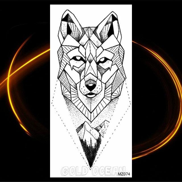 Luxury Tiger Temporary Tattoos Fox Wolf Fake Tattoo Sticker Realistic Black Animal Temporary Tattoo Stickers For Mens Stevvex