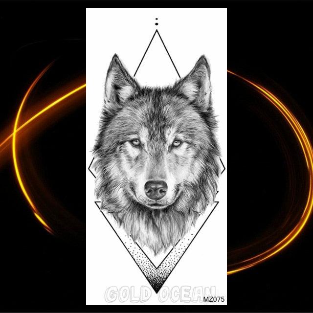 Luxury Tiger Temporary Tattoos Fox Wolf Fake Tattoo Sticker Realistic Black Animal Temporary Tattoo Stickers For Mens Stevvex
