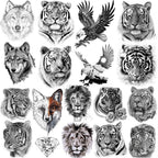 Luxury Tiger Temporary Tattoos Fox Wolf Fake Tattoo Sticker Realistic Black Animal Temporary Tattoo Stickers For Mens Stevvex