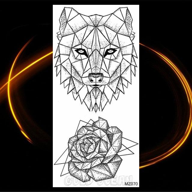 Luxury Tiger Temporary Tattoos Fox Wolf Fake Tattoo Sticker Realistic Black Animal Temporary Tattoo Stickers For Mens Stevvex