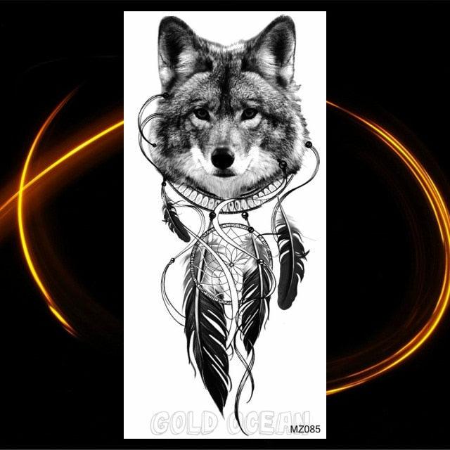 Luxury Tiger Temporary Tattoos Fox Wolf Fake Tattoo Sticker Realistic Black Animal Temporary Tattoo Stickers For Mens Stevvex