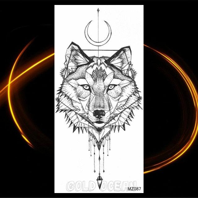Luxury Tiger Temporary Tattoos Fox Wolf Fake Tattoo Sticker Realistic Black Animal Temporary Tattoo Stickers For Mens Stevvex