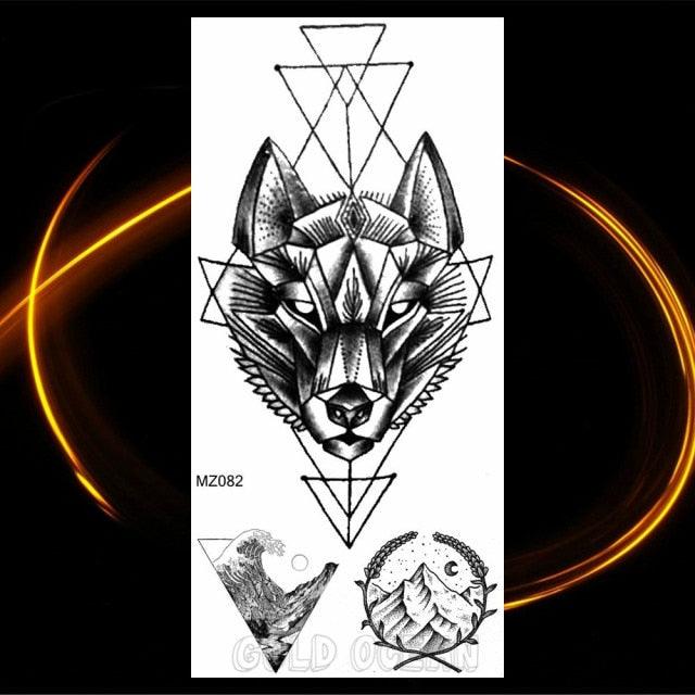 Luxury Tiger Temporary Tattoos Fox Wolf Fake Tattoo Sticker Realistic Black Animal Temporary Tattoo Stickers For Mens Stevvex