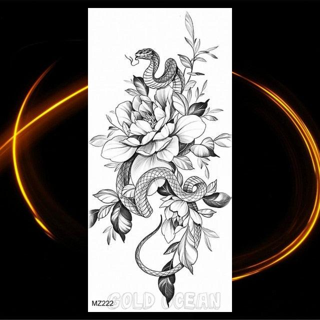 Luxury Tiger Temporary Tattoos Fox Wolf Fake Tattoo Sticker Realistic Black Animal Temporary Tattoo Stickers For Mens Stevvex