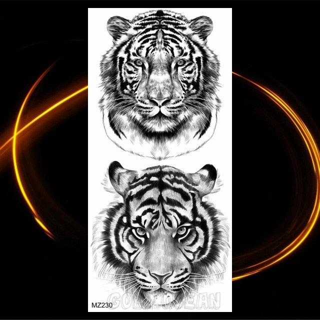 Luxury Tiger Temporary Tattoos Fox Wolf Fake Tattoo Sticker Realistic Black Animal Temporary Tattoo Stickers For Mens Stevvex
