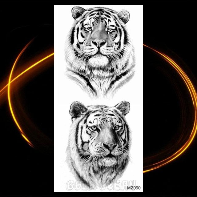 Luxury Tiger Temporary Tattoos Fox Wolf Fake Tattoo Sticker Realistic Black Animal Temporary Tattoo Stickers For Mens Stevvex