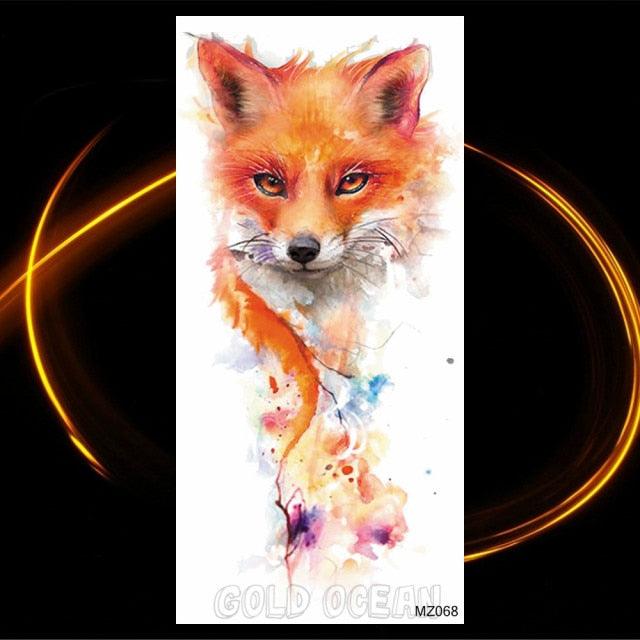 Luxury Tiger Temporary Tattoos Fox Wolf Fake Tattoo Sticker Realistic Black Animal Temporary Tattoo Stickers For Mens Stevvex