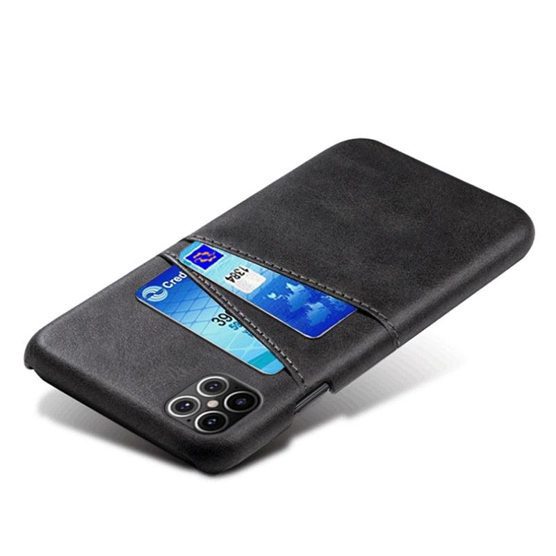 Luxury Ultra-thin Leather Case for IPhone 13 12 Pro Max Cover Card Holder for 14 Plus Cases Classic 2 Card Holders Elegant Business iphone Case 2 Card Slots Phone Case Stevvex