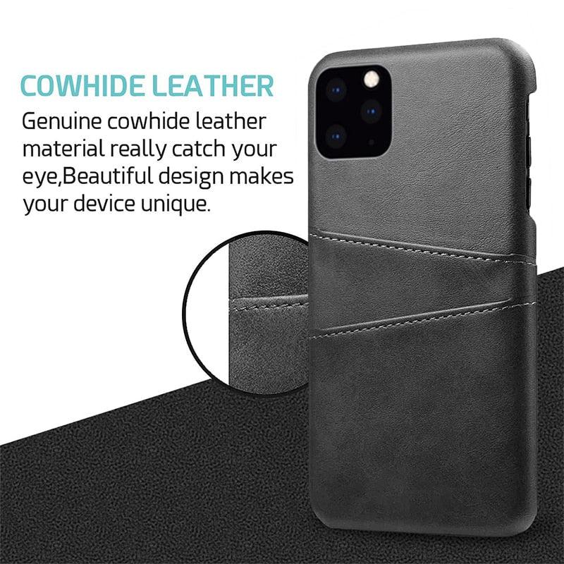 Luxury Ultra-thin Leather Case for IPhone 13 12 Pro Max Cover Card Holder for 14 Plus Cases Classic 2 Card Holders Elegant Business iphone Case 2 Card Slots Phone Case Stevvex