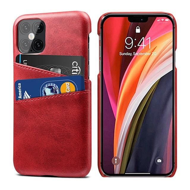Luxury Ultra-thin Leather Case for IPhone 13 12 Pro Max Cover Card Holder for 14 Plus Cases Classic 2 Card Holders Elegant Business iphone Case 2 Card Slots Phone Case Stevvex