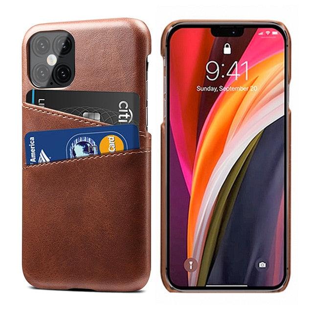 Luxury Ultra-thin Leather Case for IPhone 13 12 Pro Max Cover Card Holder for 14 Plus Cases Classic 2 Card Holders Elegant Business iphone Case 2 Card Slots Phone Case Stevvex