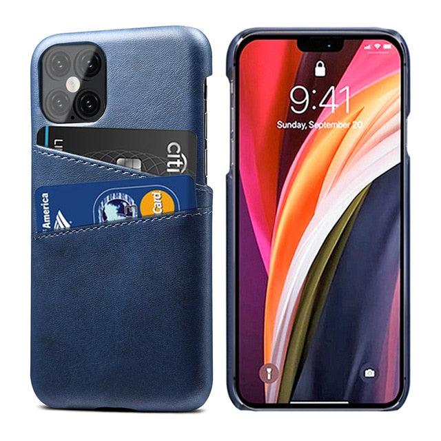 Luxury Ultra-thin Leather Case for IPhone 13 12 Pro Max Cover Card Holder for 14 Plus Cases Classic 2 Card Holders Elegant Business iphone Case 2 Card Slots Phone Case Stevvex