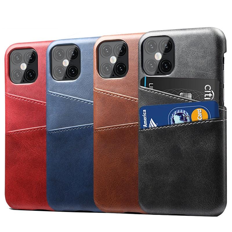 Luxury Ultra-thin Leather Case for IPhone 13 12 Pro Max Cover Card Holder for 14 Plus Cases Classic 2 Card Holders Elegant Business iphone Case 2 Card Slots Phone Case Stevvex