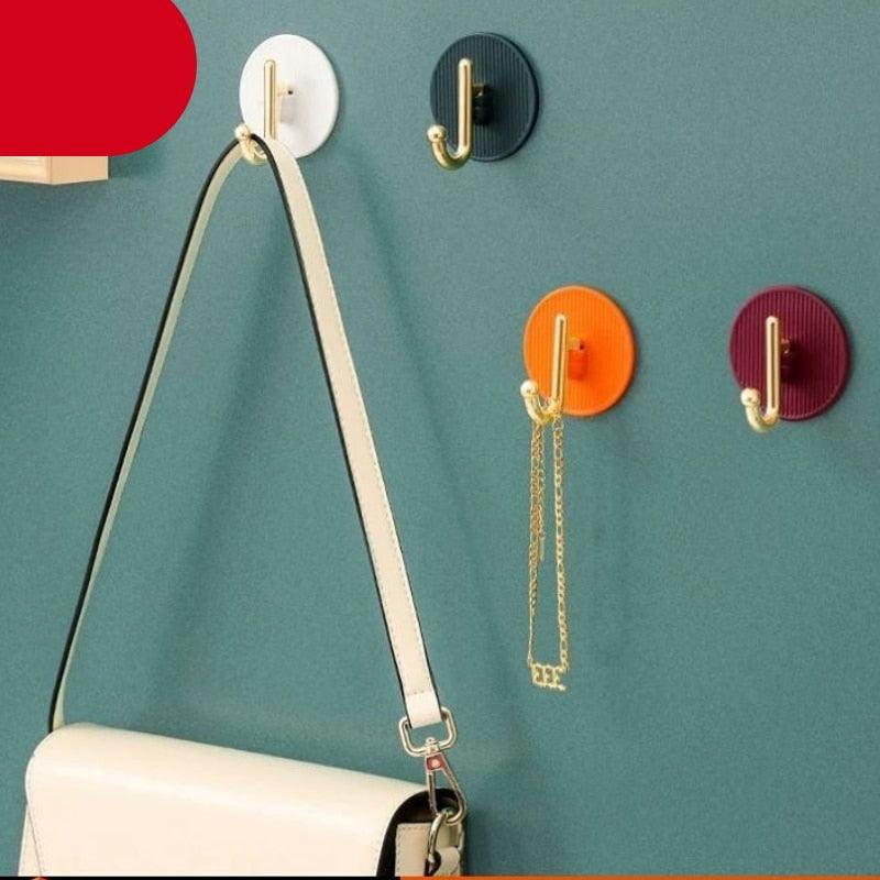 Luxury Wall Hooks Without Punching Self-Adhesive Suitable for Kitchen and Bathroom key Holder Seamless Hooks Behind The Door Wall Mounted Coat Rack Plastic Hook Home Decorative Small Hooks for Hanging Hat Coats Towel Jacket Stevvex