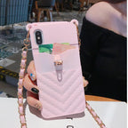 Luxury Wallet Bag Phone Case For iPhone 14 13 12 MINI 11 Pro XR XS Max 6 7 8 Plus Silicone Card Pocket Strap Cover With Lanyard Crossbody Chain Card Holder Slot Handbag Wrist Strap Protective Cover Stevvex
