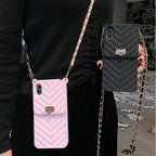 Luxury Wallet Bag Phone Case For iPhone 14 13 12 MINI 11 Pro XR XS Max 6 7 8 Plus Silicone Card Pocket Strap Cover With Lanyard Crossbody Chain Card Holder Slot Handbag Wrist Strap Protective Cover Stevvex