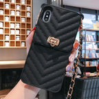 Luxury Wallet Bag Phone Case For iPhone 14 13 12 MINI 11 Pro XR XS Max 6 7 8 Plus Silicone Card Pocket Strap Cover With Lanyard Crossbody Chain Card Holder Slot Handbag Wrist Strap Protective Cover Stevvex