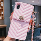Luxury Wallet Bag Phone Case For iPhone 14 13 12 MINI 11 Pro XR XS Max 6 7 8 Plus Silicone Card Pocket Strap Cover With Lanyard Crossbody Chain Card Holder Slot Handbag Wrist Strap Protective Cover Stevvex