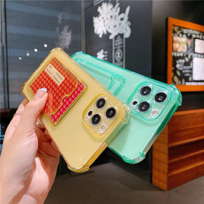 Luxury Wallet Card Pocket Holder Case for IPhone 13 14 Pro Max 12 Mini Minimal IPhone Design Case Slim Fit Thin Protective Soft Shock-Absorbing Wallet Case Stevvex