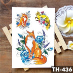 Luxury Waterproof Wolf Fox Temporary Watercolor Tattoo Sticker Modern 3D Animals Tattoos