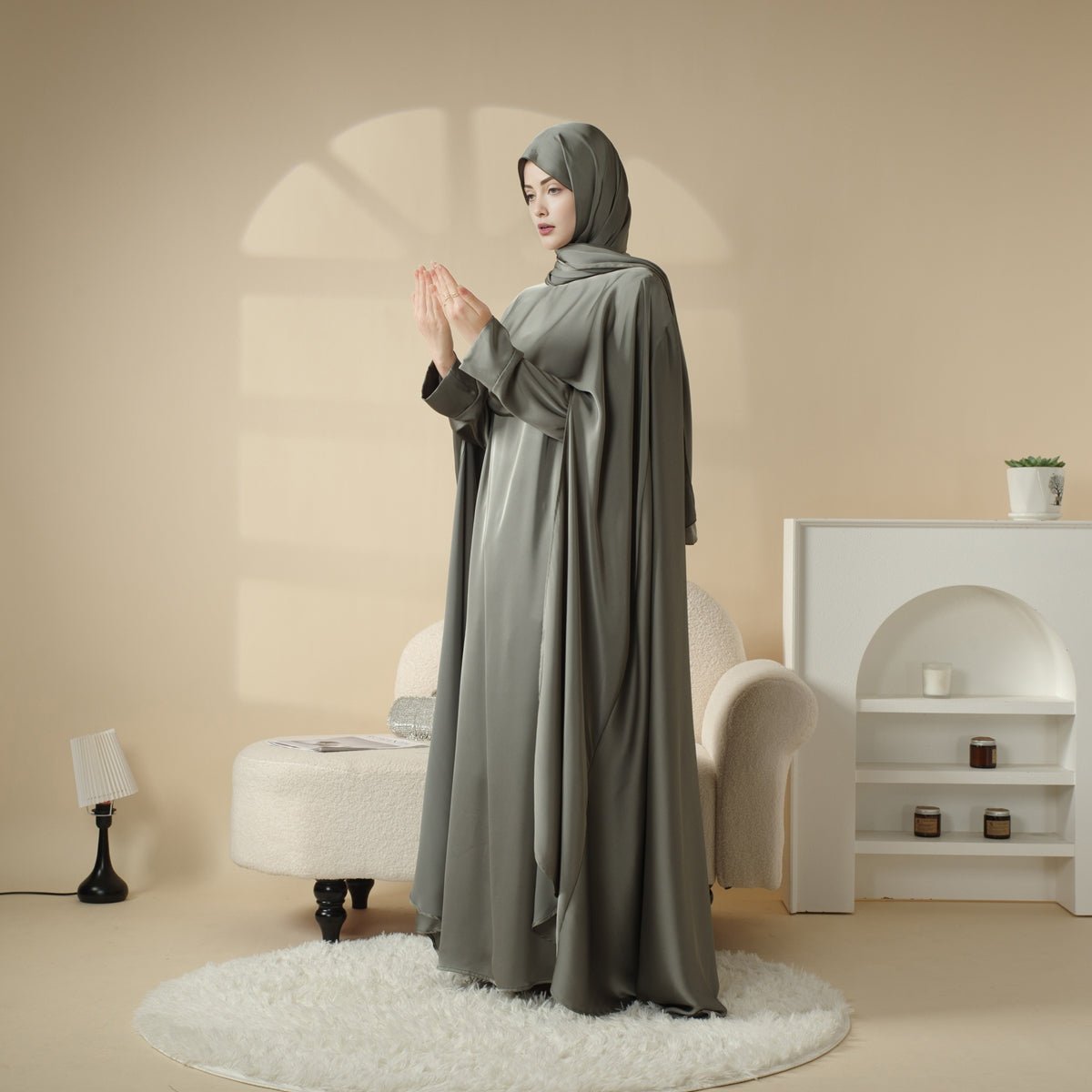 Luxury Wedding Abaya 3-Piece Bridal Abaya Set (MOA044) - SJB-DIAMOND ELITES