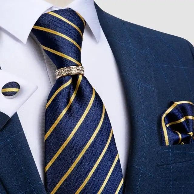 Luxury Wedding High Quality Solid Color Floral Tie For Men Fashion Silk Necktie Cufflink Silk Tie Set For Men Stevvex