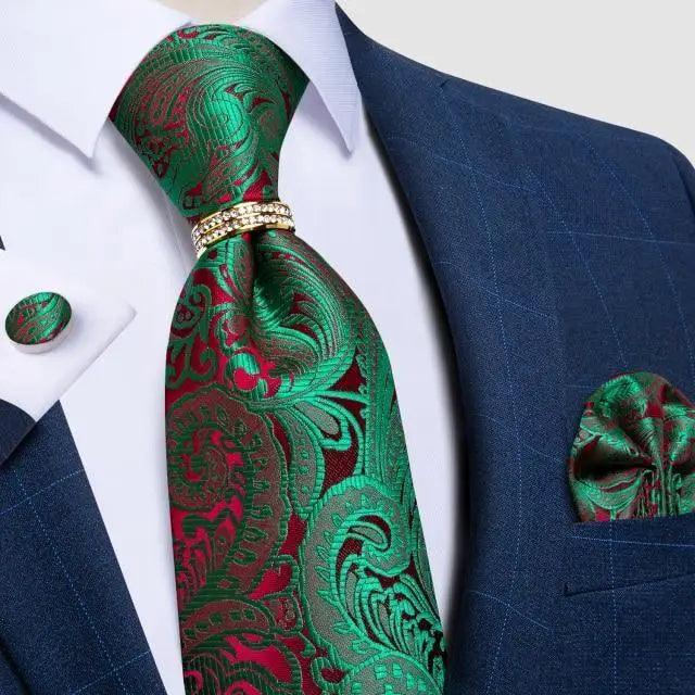 Luxury Wedding High Quality Solid Color Floral Tie For Men Fashion Silk Necktie Cufflink Silk Tie Set For Men Stevvex