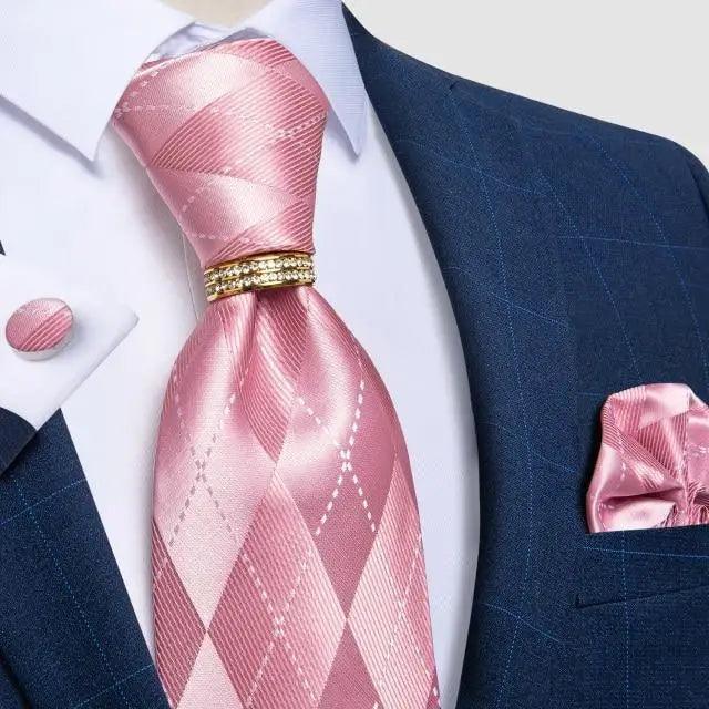 Luxury Wedding High Quality Solid Color Floral Tie For Men Fashion Silk Necktie Cufflink Silk Tie Set For Men Stevvex